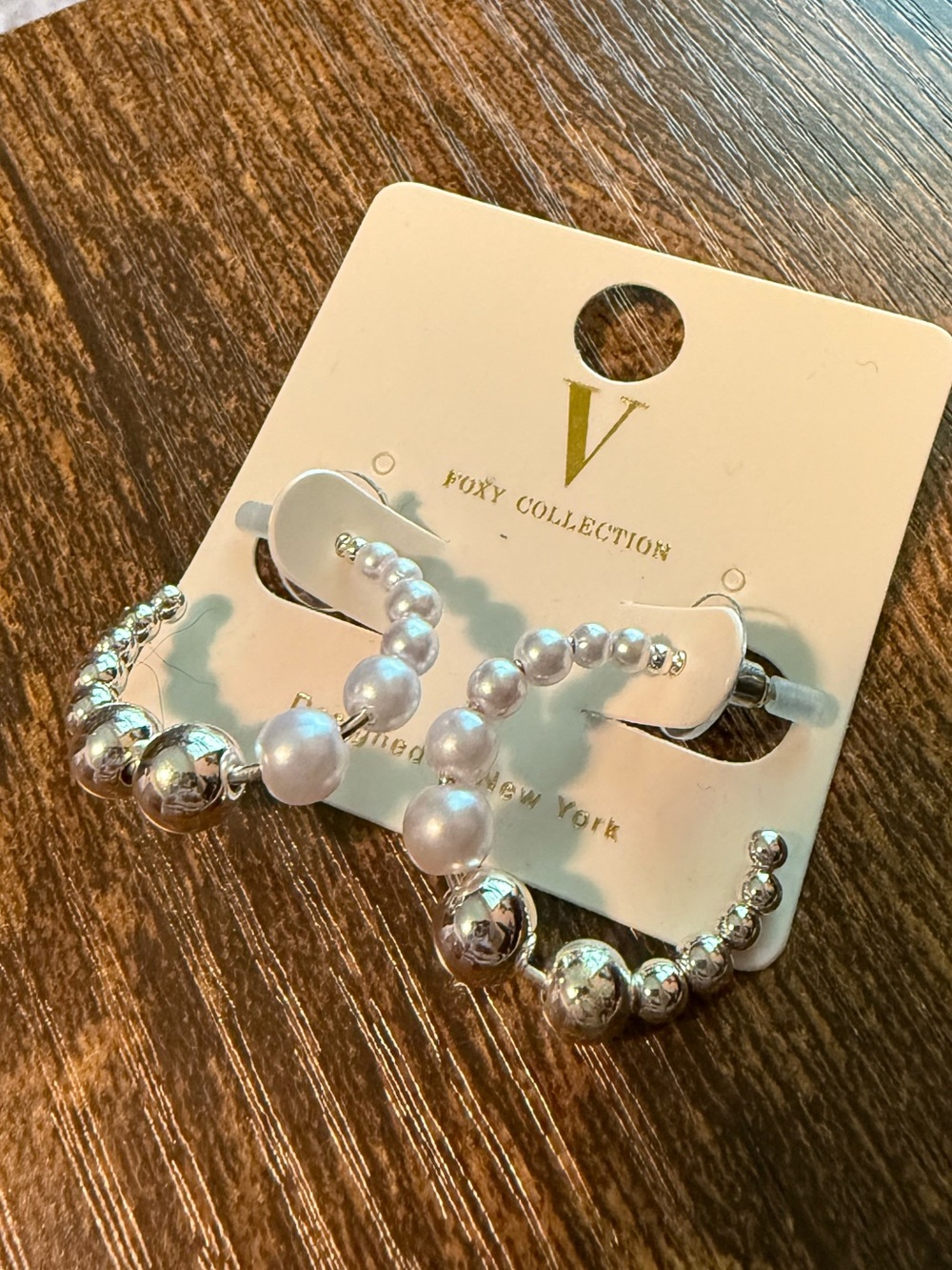 V by Vory Collection Pearl & Silver Bead Earrings